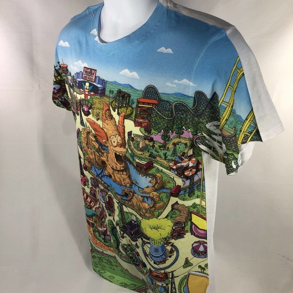 Universal Studios Simpsons Krustyland All Over Front Print T Shirt Krusty Clown - Picture 8 of 11